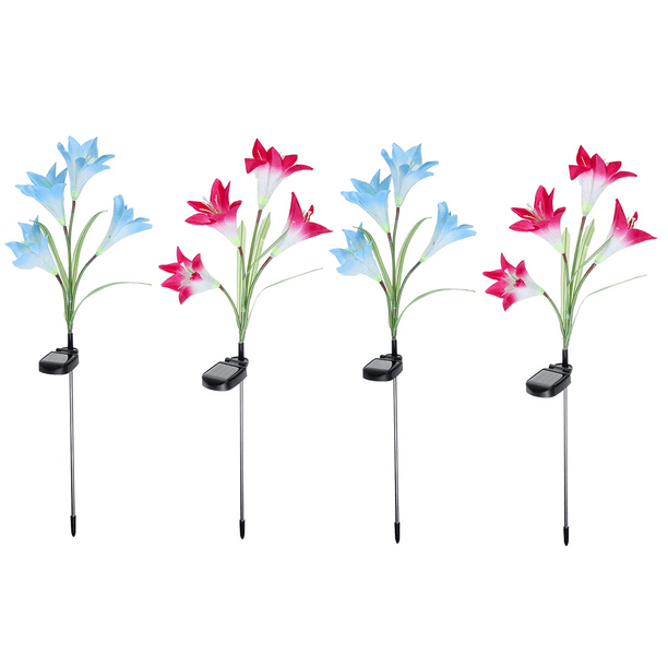 1//2pcs Solar Lily Flowers Garden Lights LED Outdoor Yard Decor Lamp Multi-Color